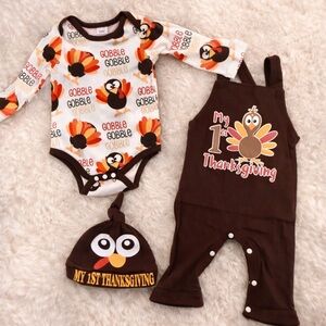 Thanksgiving Turkey Print Kids Matching Set